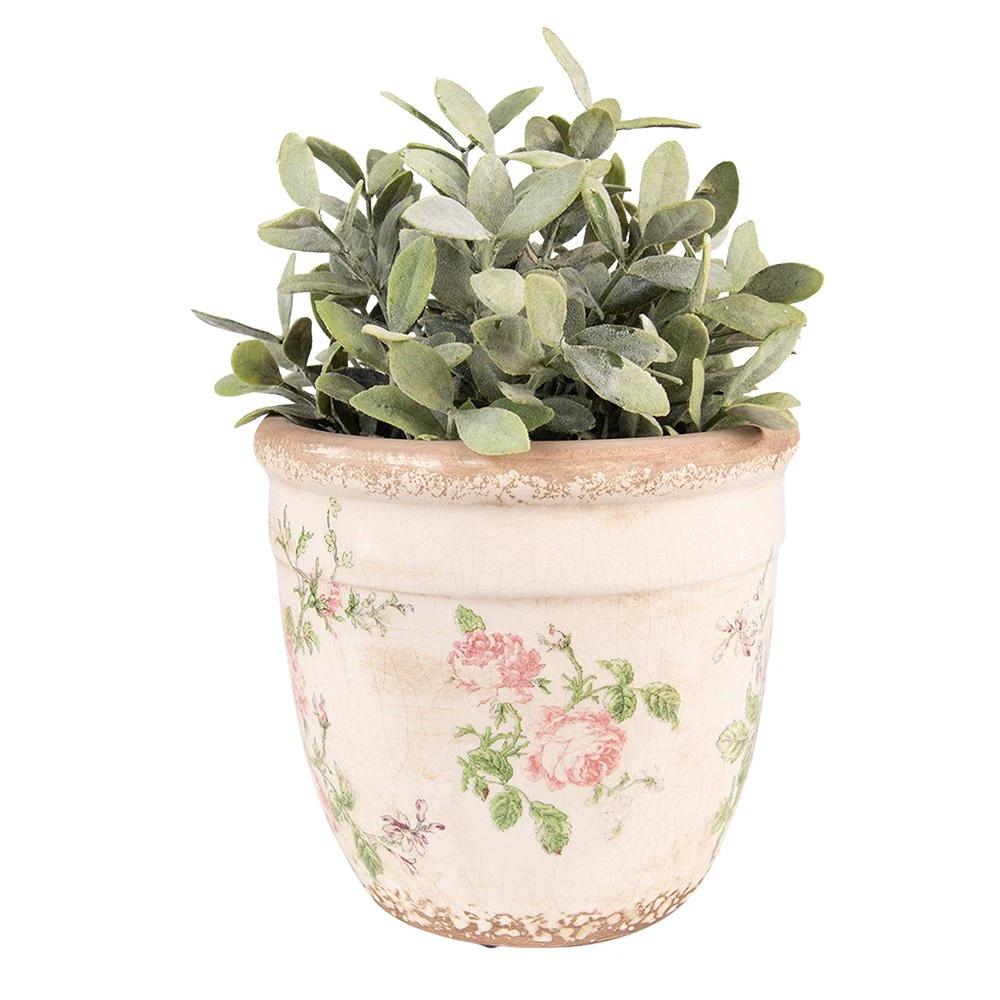 Blumentopf Ø 18x17 cm Rosa-Beige Keramik Blumen Blumentopf für Innenräume von Clayre & Eef.