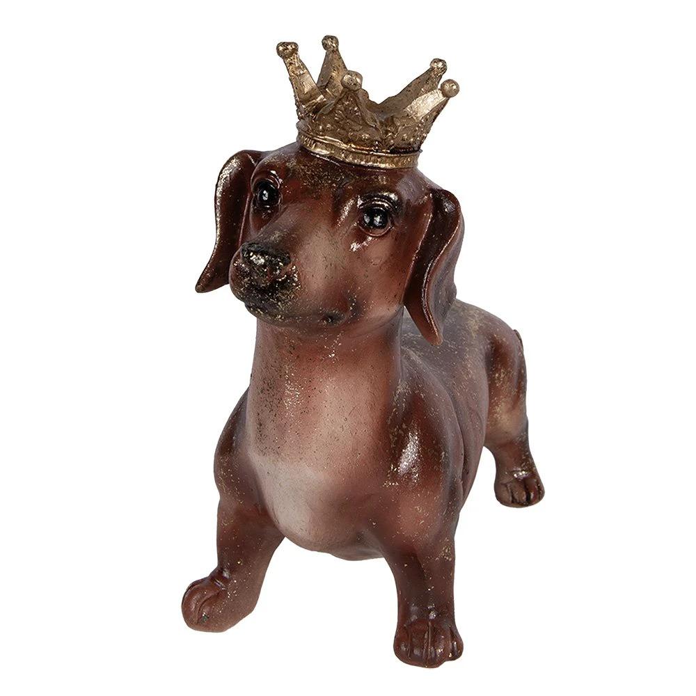 Decoration Statue Dog Dachshund 35x14x28 cm Brown Plastic by Clayre & Eef.