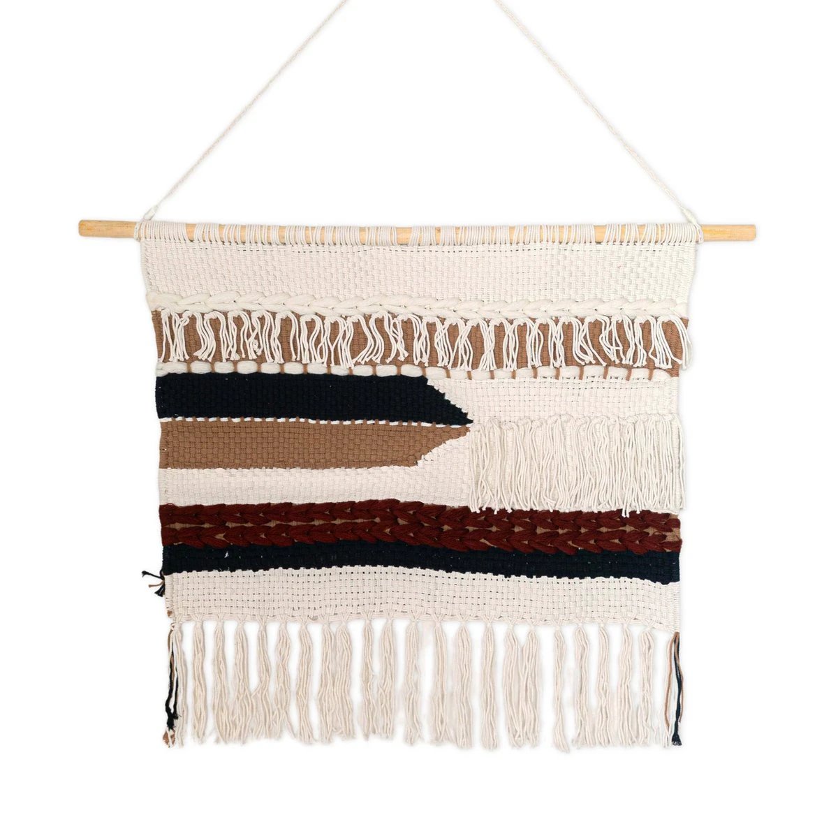 Large Macrame Wall Hanging – Woven Boho Wall Decor – Modern Cotton Wall Hanging Natural Material – Handwoven Wall Decor 120x95 cm UDARA by Soeji