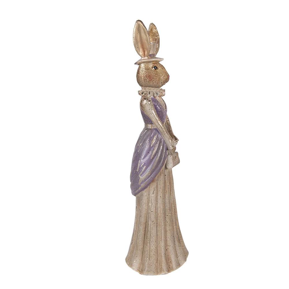 Decoration Statue Rabbit 15x13x48 cm Gold-colored Plastic by Clayre & Eef.