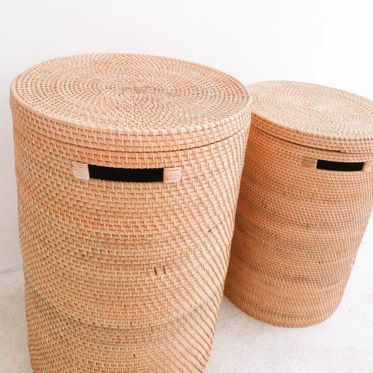Laundry Basket with Lid Storage Basket made from Rattan SARI (2 sizes) by Soeji