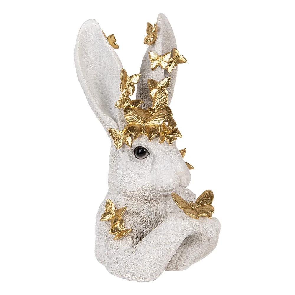 Decoration image rabbit 21x20x34 cm white plastic by Clayre & Eef.
