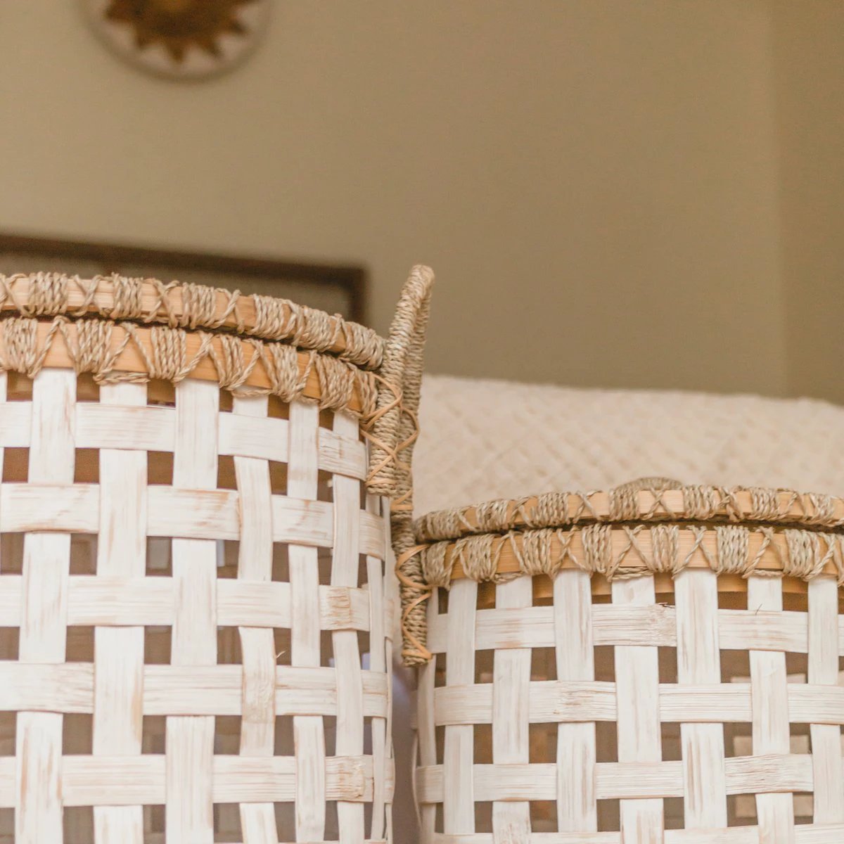Laundry Basket with Lid IRAYA made from Bamboo by Soeji