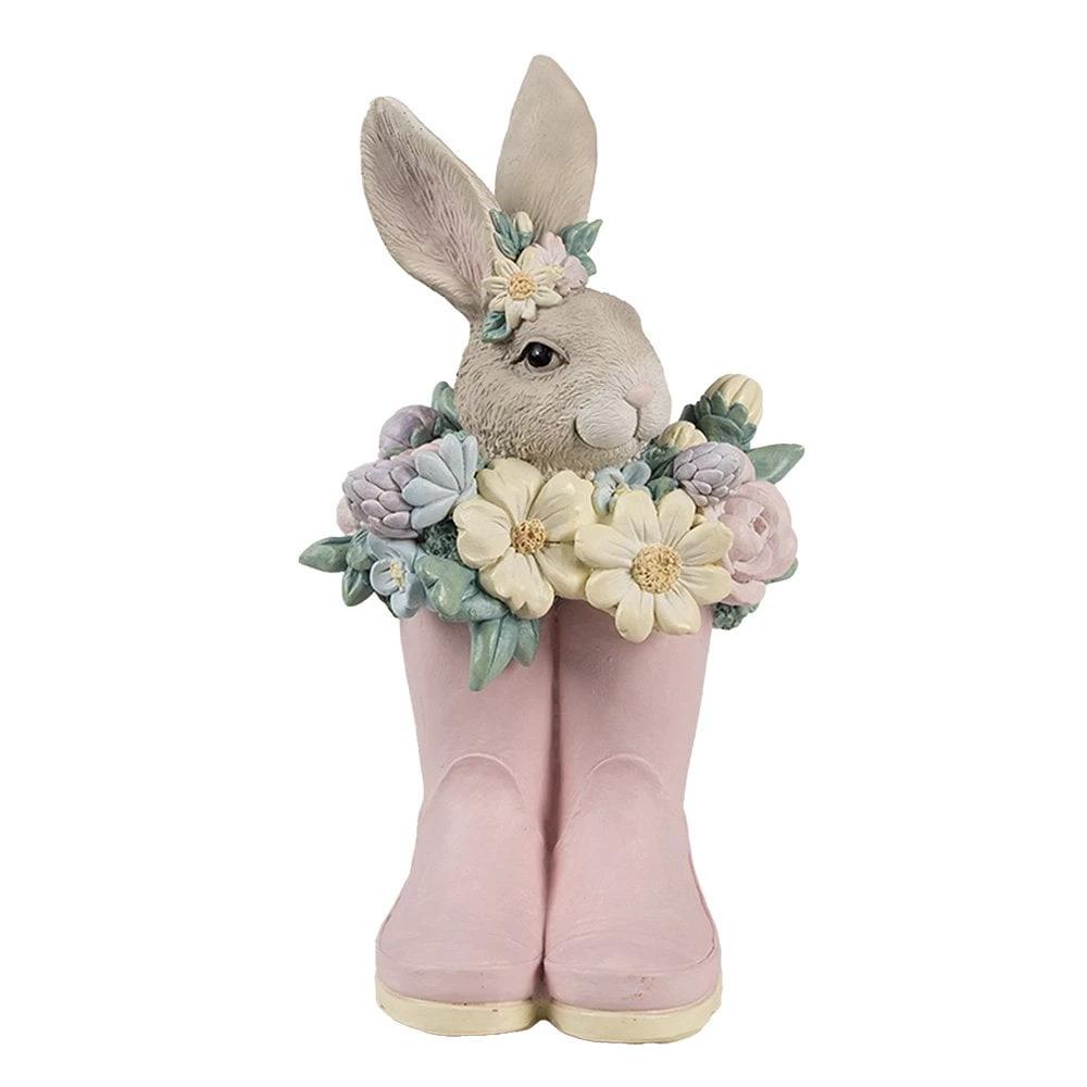 Decoration image rabbit 13x13x23 cm beige pink plastic by Clayre & Eef.