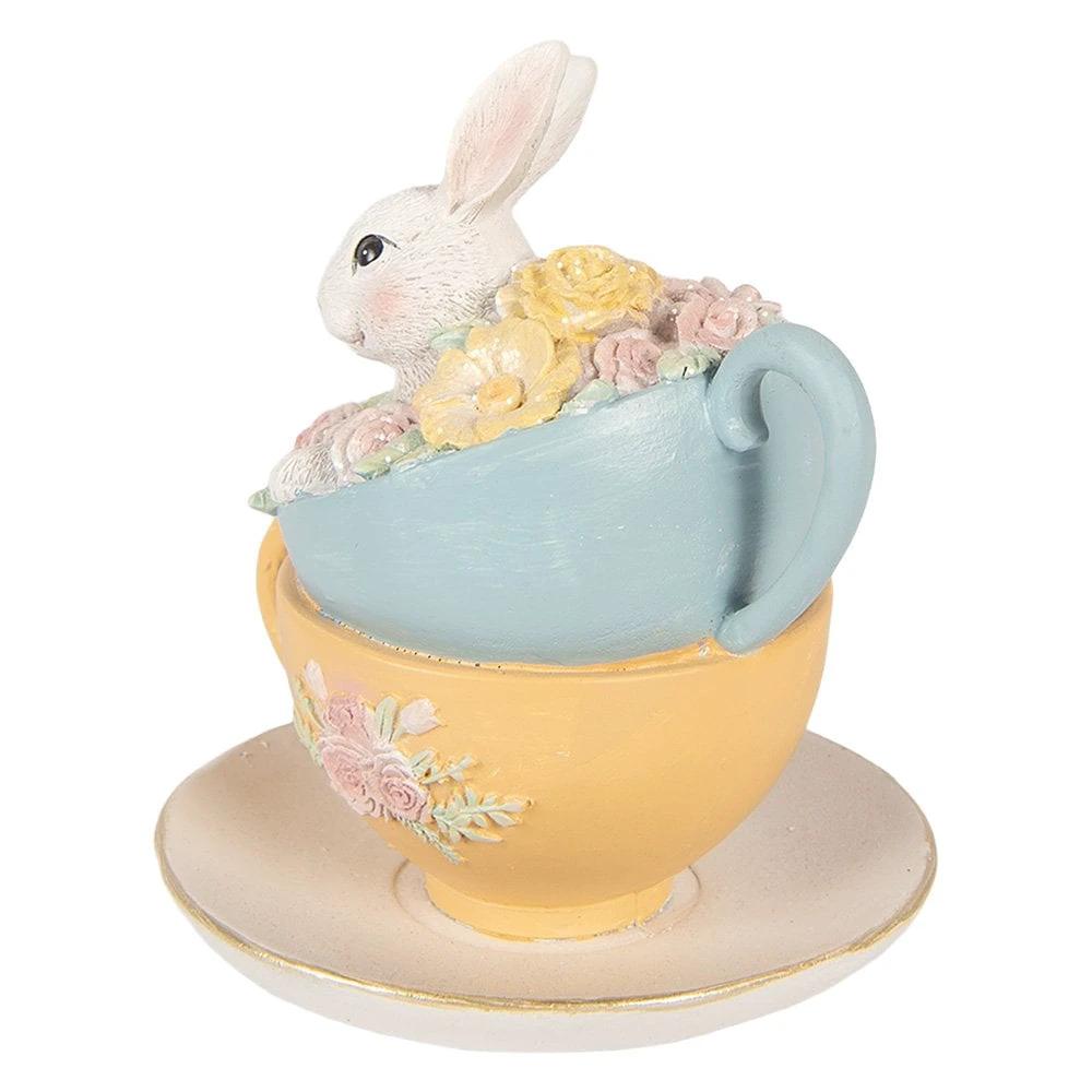 Dekorationsstatue Hase 13x14x15 cm Weißer Kunststoff von Clayre & Eef.