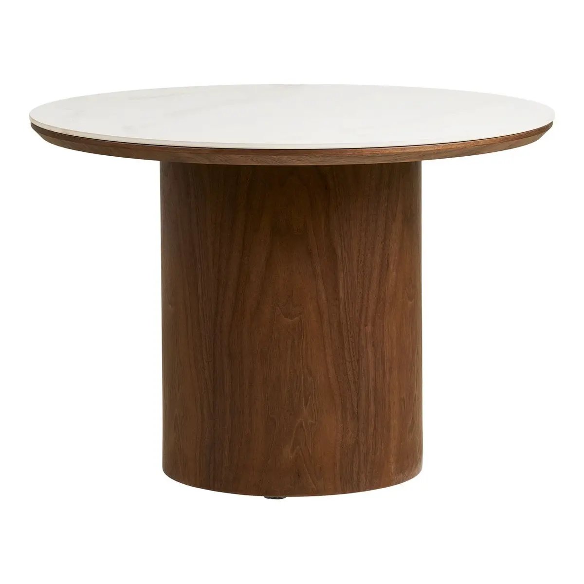 Noli Coffee table, ceramic table top/ash veneer, white/dark brown, ø60x42 cm by EMIRELLE