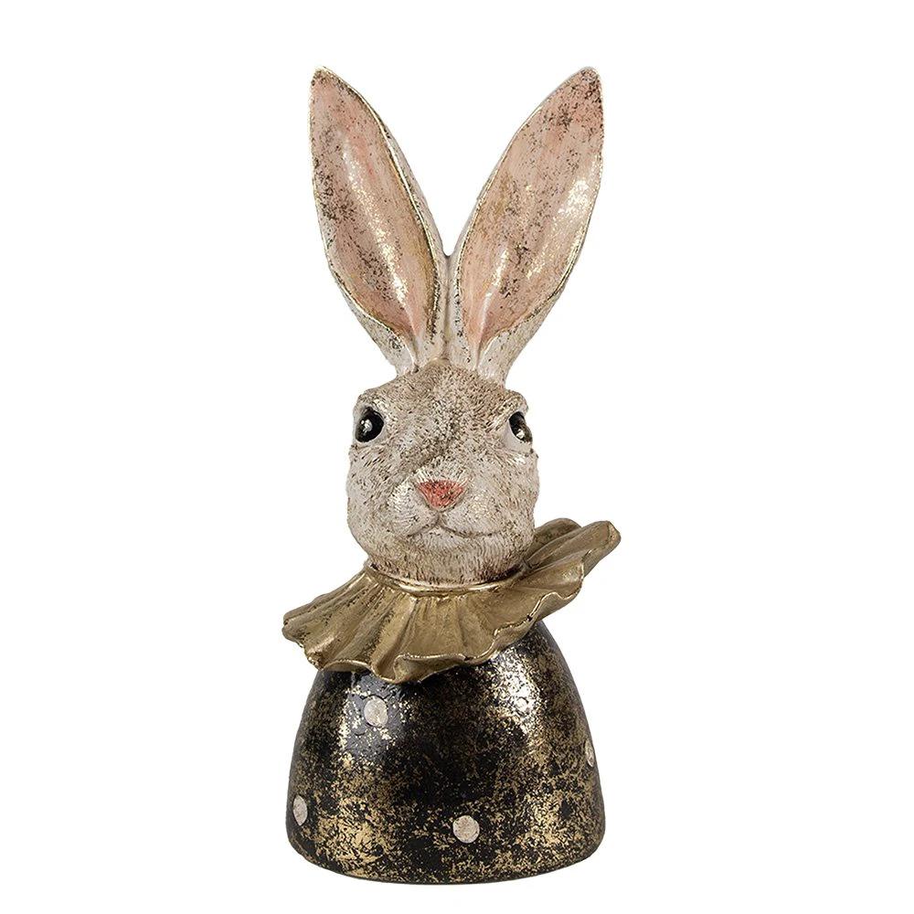 Rabbit statue 23 cm White Gold-colored Polyresin Easter decoration by Clayre & Eef.