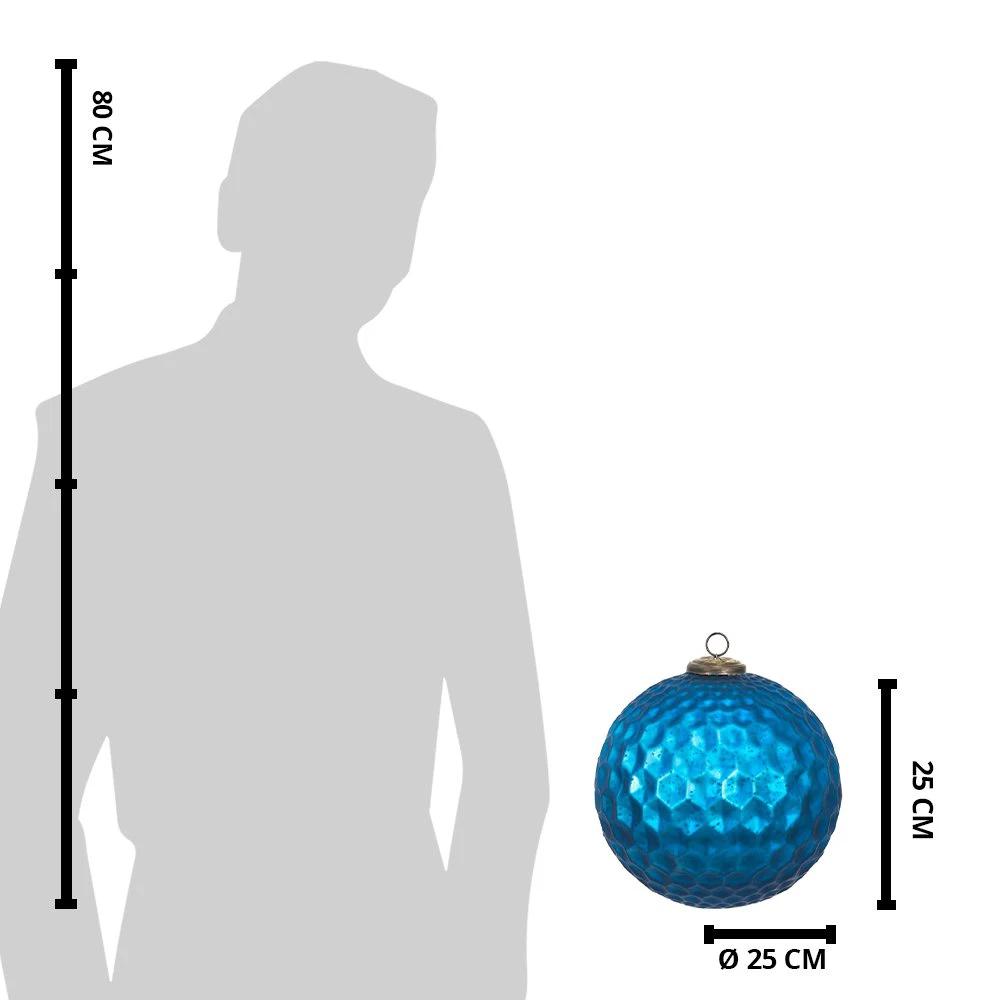 Weihnachtskugel XL Ø 25 cm Blaue Glas-Weihnachtsdekoration von Clayre & Eef.