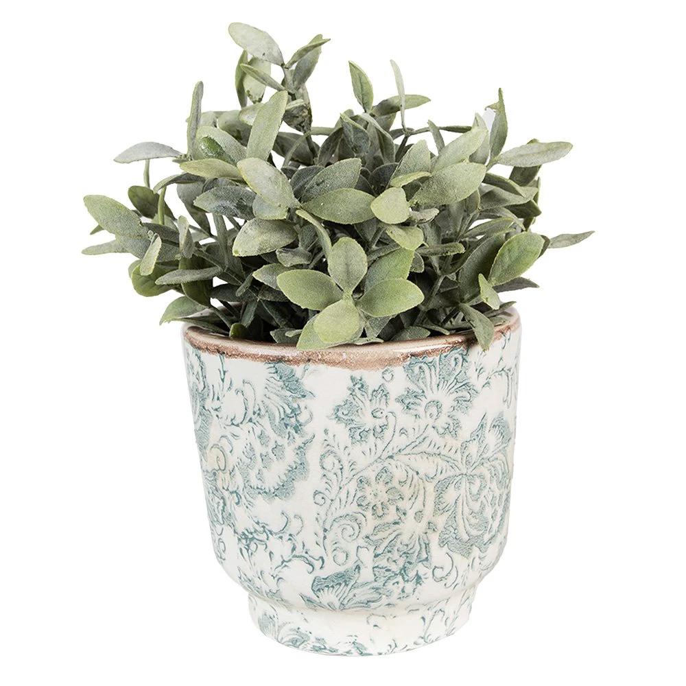 Blumentopf Ø 15x14 cm Grün Beige Keramik Blumen Blumentopf für Innenräume von Clayre & Eef.