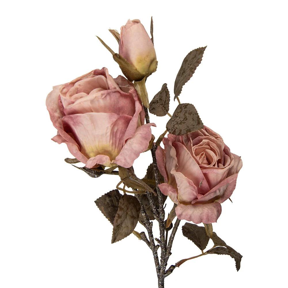 Künstliche Blume Rose 70 cm rosa Kunststoff von Clayre & Eef.
