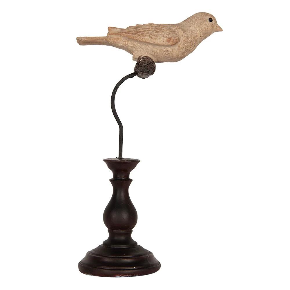 Decoration image bird 12x7x21 cm Beige plastic by Clayre & Eef.