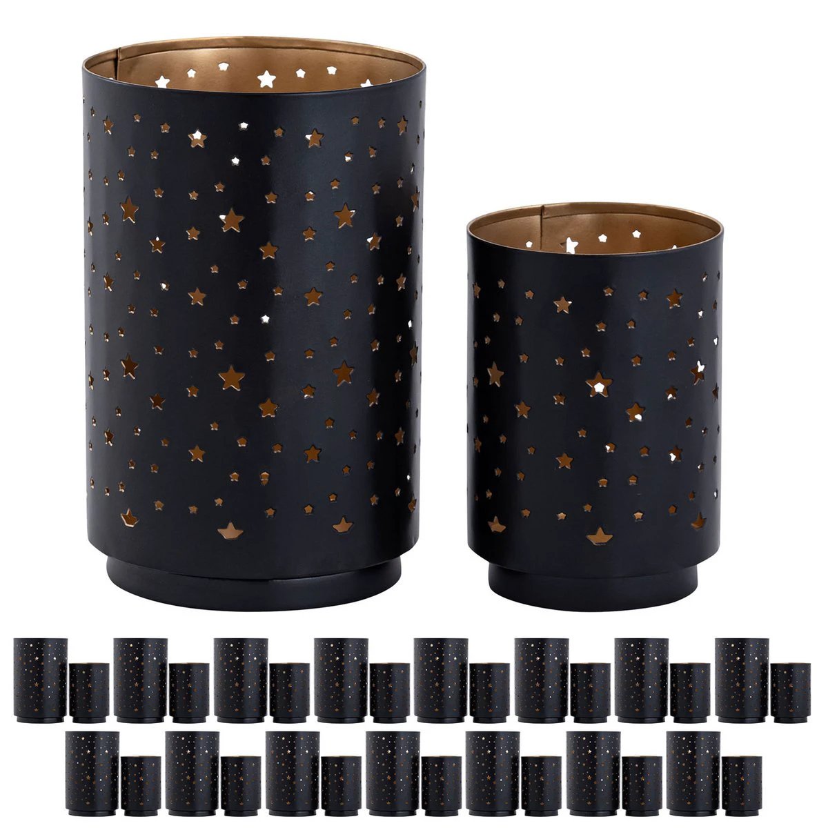 Tealight holder Masterbox 16x set of 2 starry sky candle holders round black gold by Voglrieder kreatives Wohnen