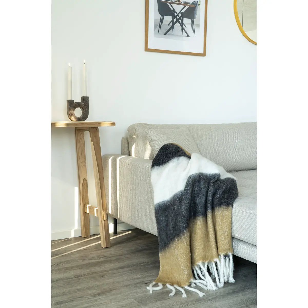 Candle Holder - Marble, Brown, 12x3.5x14cm by EMIRELLE