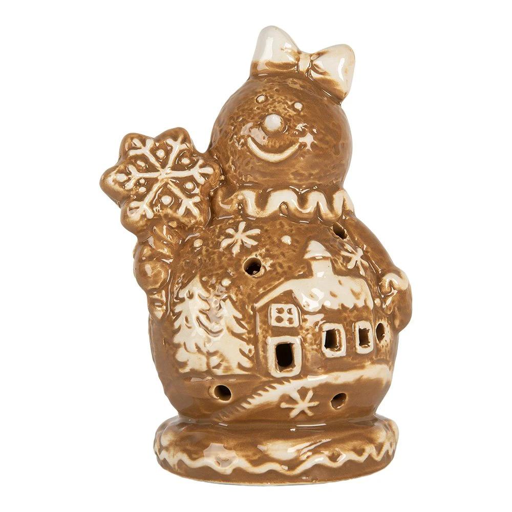 Christmas decoration Snowman 9x7x13 cm Brown Ceramic by Clayre & Eef.