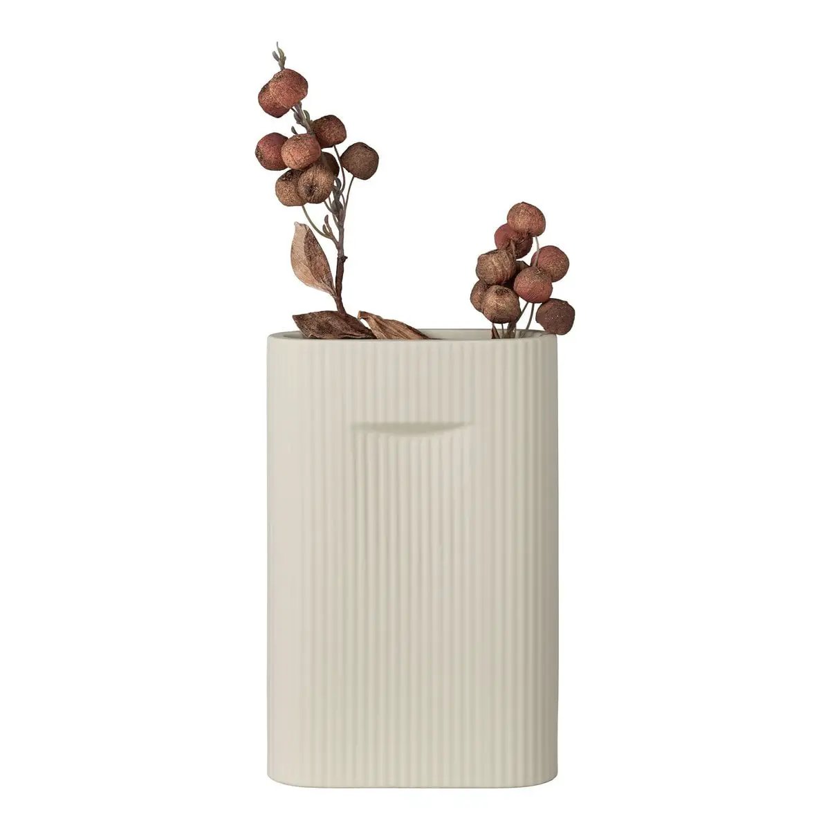 Vase - Vase in ceramic, grey, 16,5x6,5x26 cm by EMIRELLE