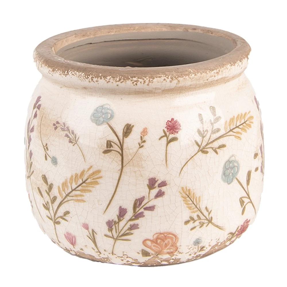 Blumentopf Ø 12x9 cm Rosa-Beige Keramik Blumen Blumentopf für den Innenbereich von Clayre & Eef.