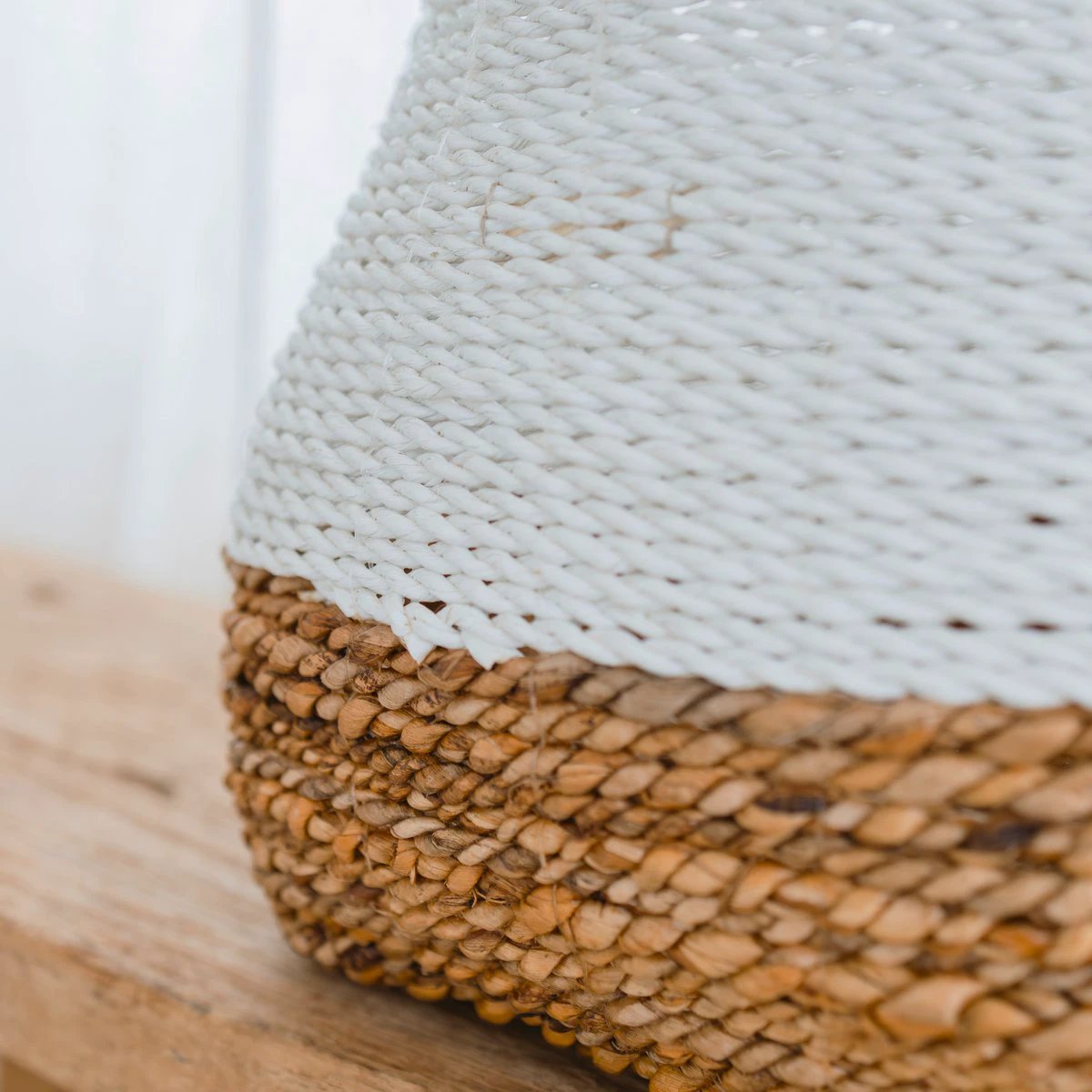 Woven Storage Basket White – Boho Decorative Basket – Square Laundry Basket – Shelf Basket Made of Banana Fibre MAJALENGKA white (3 sizes) by Soeji