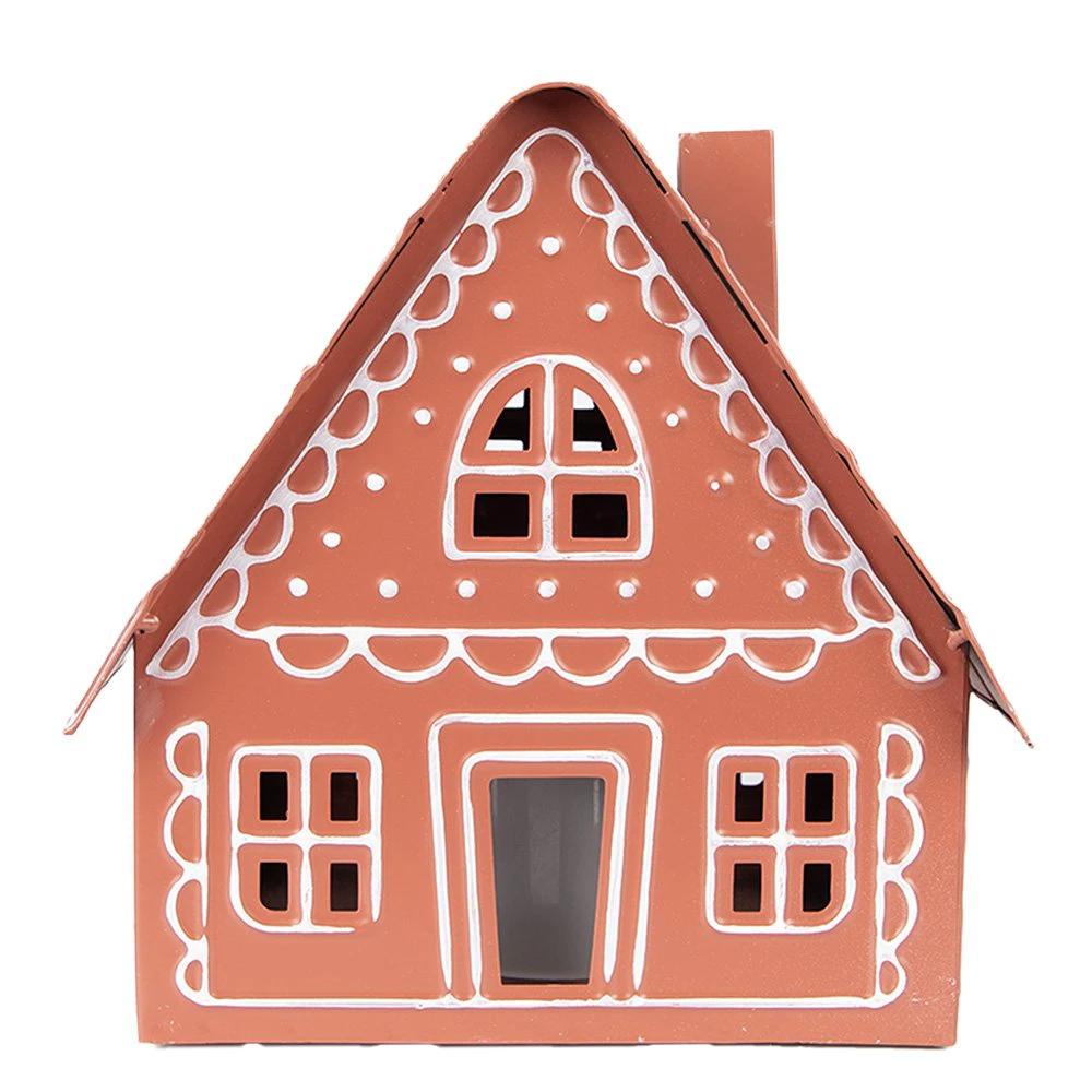 Decoration House with LED 23x18x23 cm/ 3x AAA Brown Metal by Clayre & Eef.