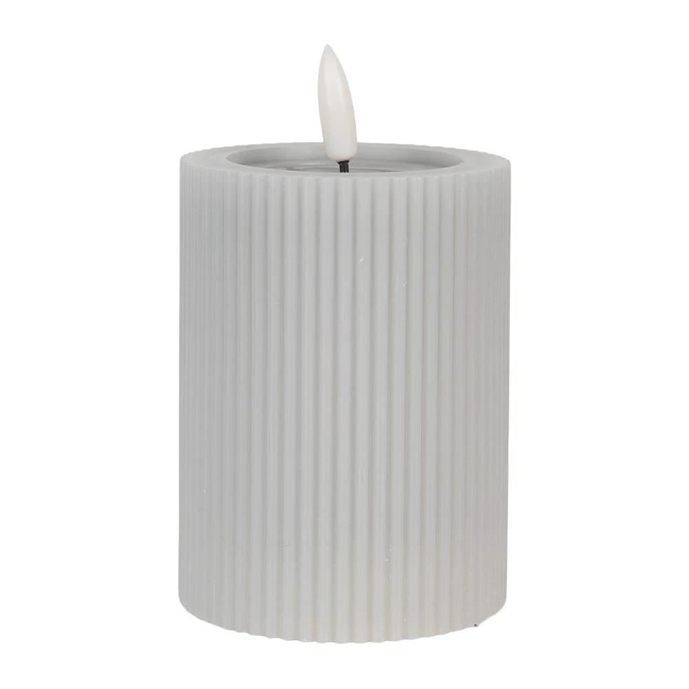 LED candle Ø 8x13 cm gray wax by Clayre & Eef.