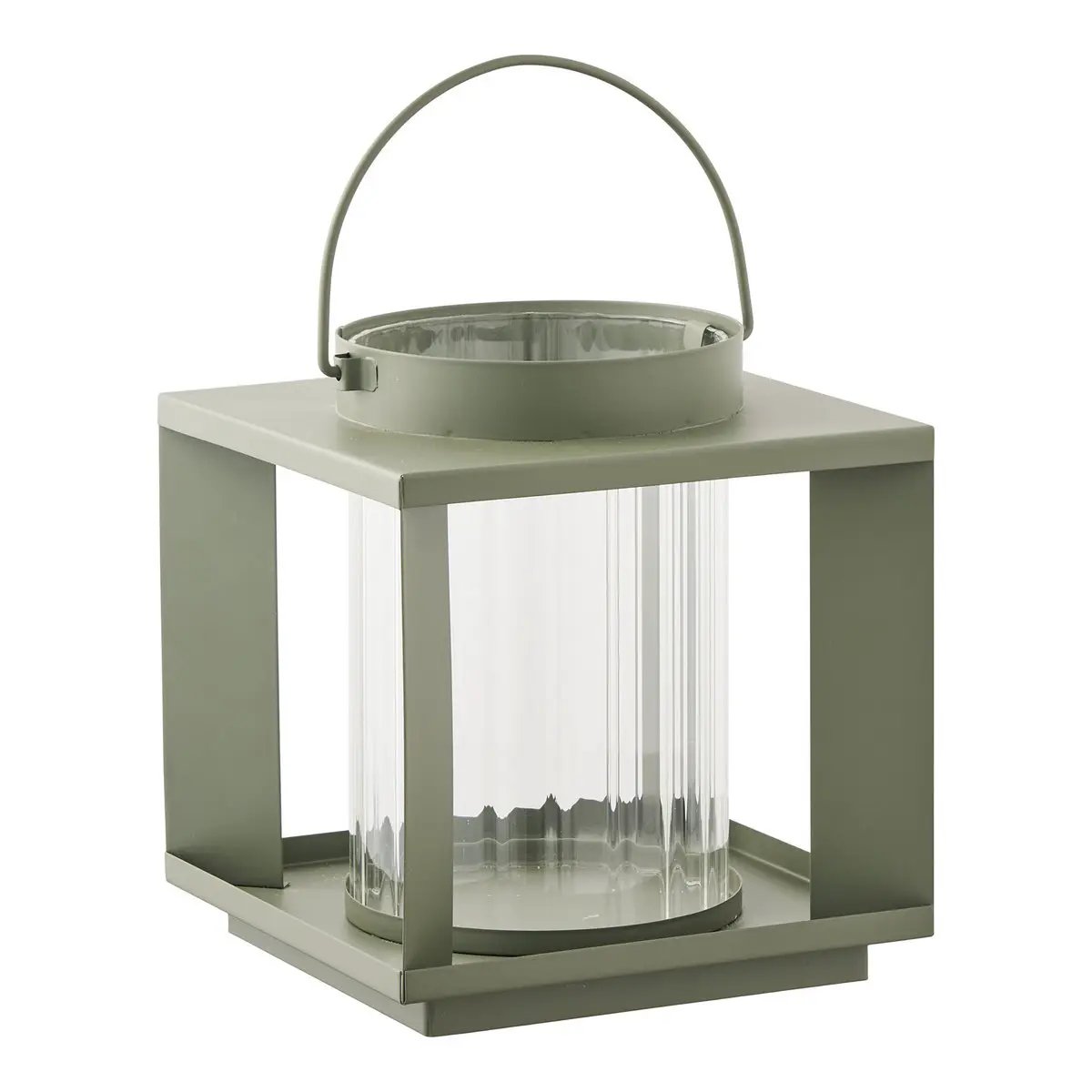 Lohals Lantern, glass/metal, green, 18x18x20,5 cm by EMIRELLE