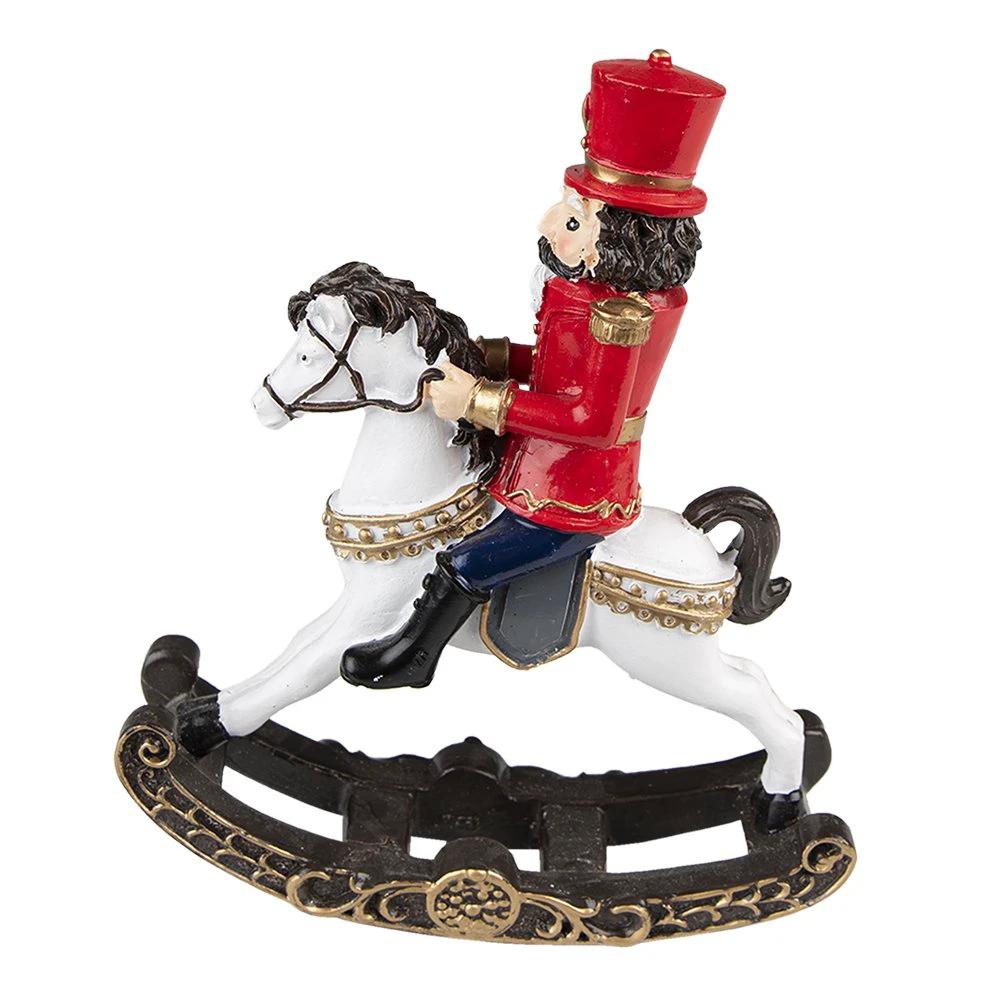 Decoration nutcracker on rocking horse 15x5x18 cm by Clayre & Eef.