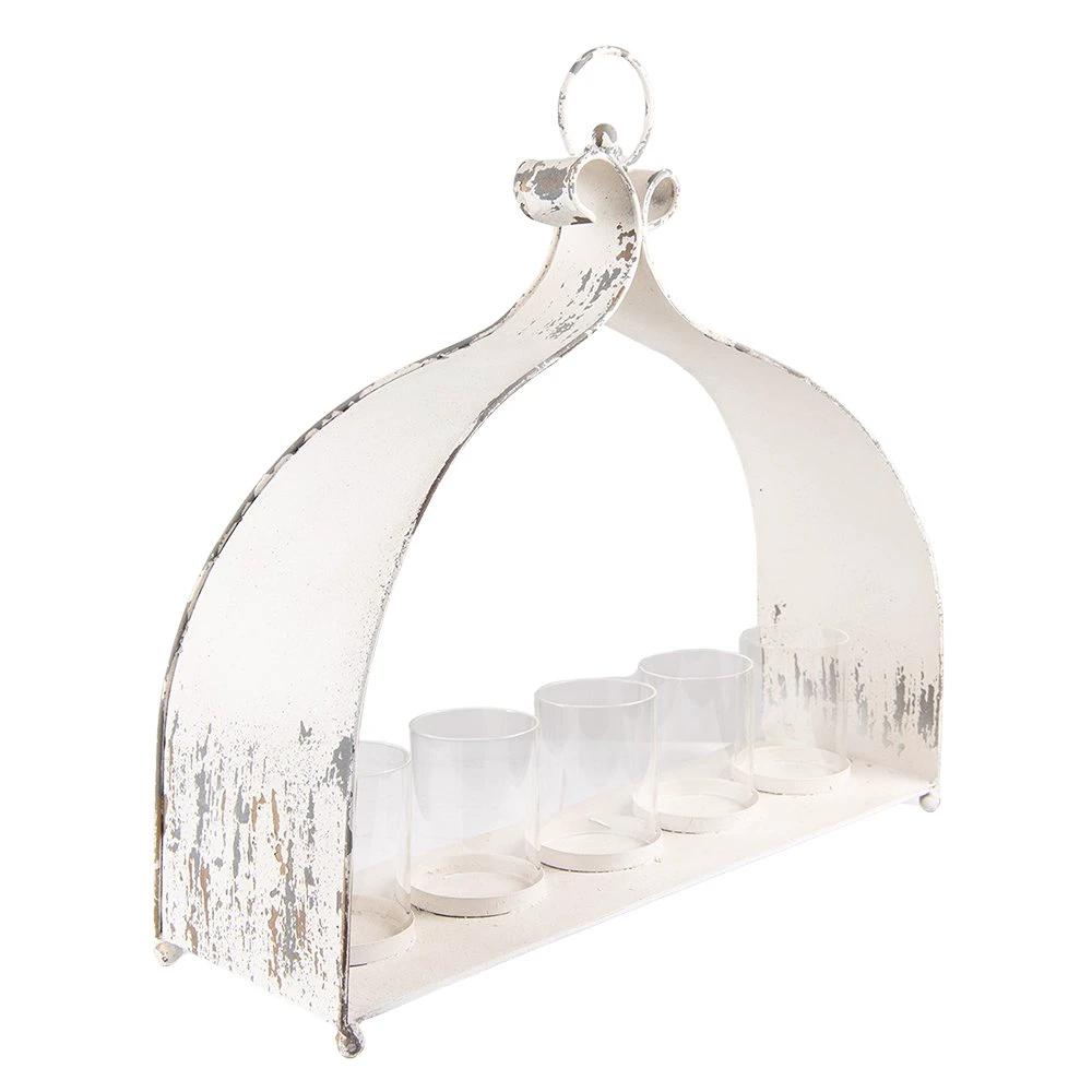 Tealight holder 53x16x50 cm beige iron tealight holder by Clayre & Eef.
