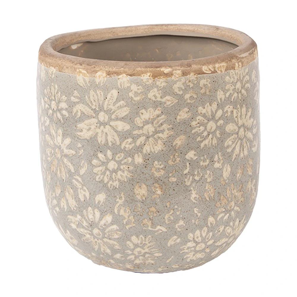 Blumentopf Ø 14×13 cm graue Keramik von Clayre & Eef.