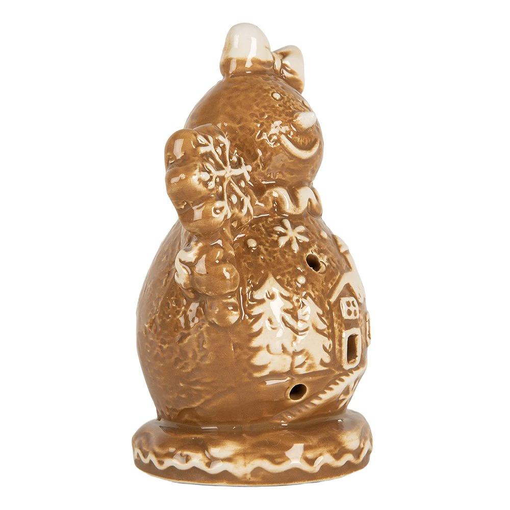 Christmas decoration Snowman 9x7x13 cm Brown Ceramic by Clayre & Eef.