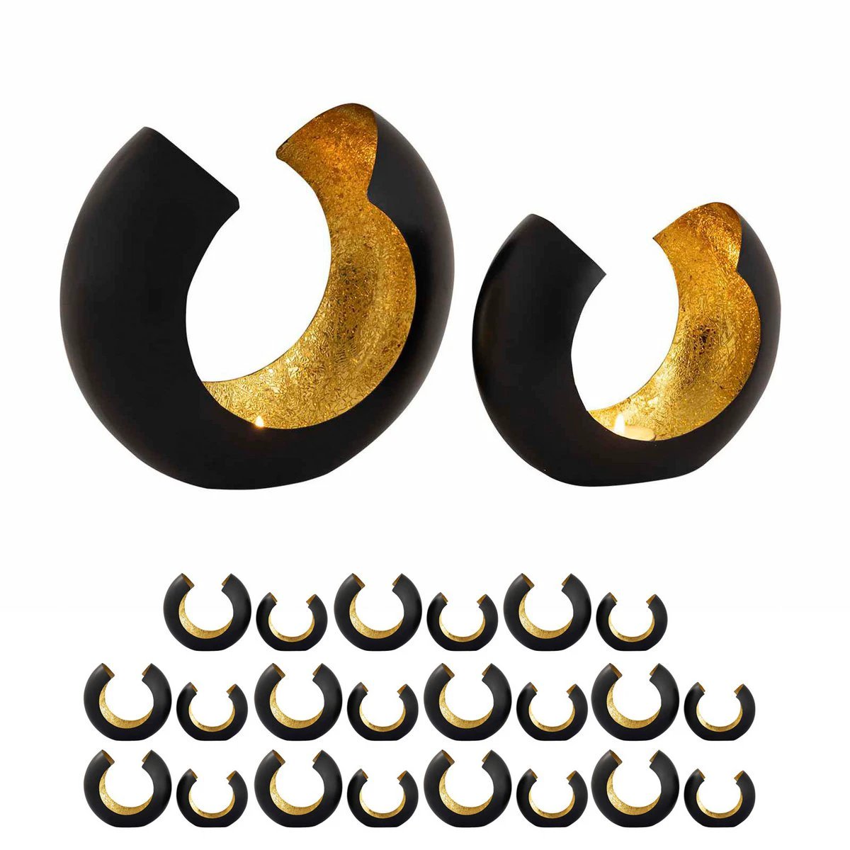 Candle holder 24-part set 2 x 12 ve tealight holder candle stand omega black matt gilded inside by Voglrieder kreatives Wohnen