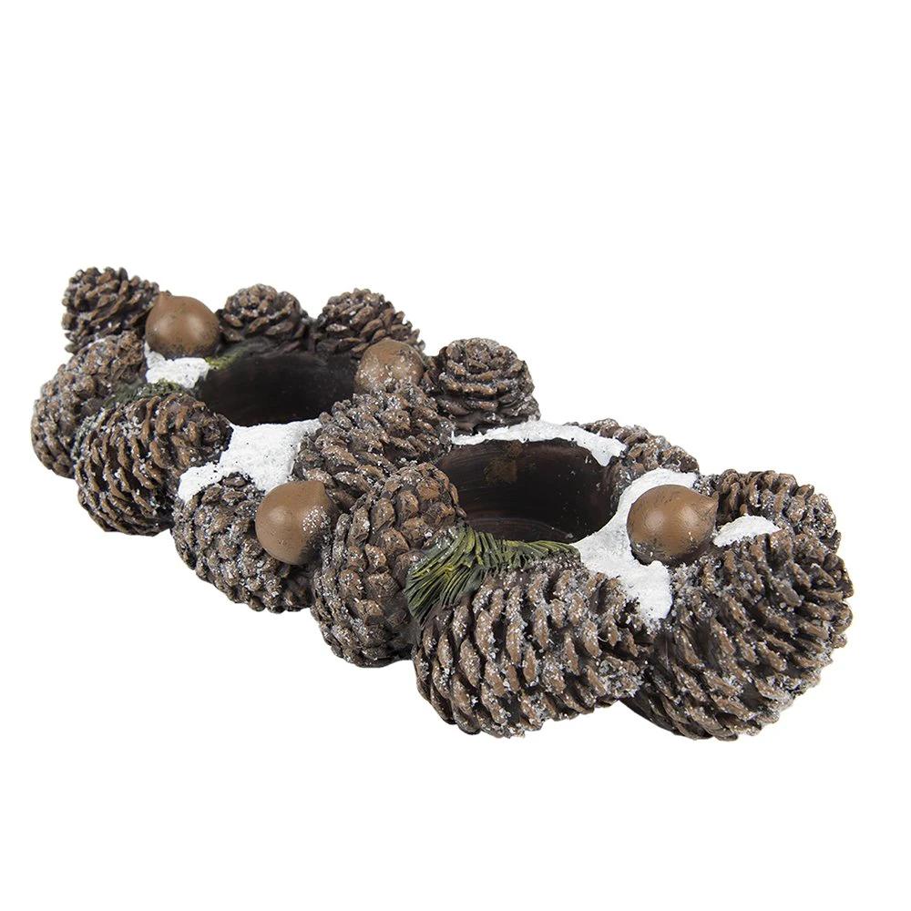 Tea light holder pine cones 27x11x6 cm by Clayre & Eef.