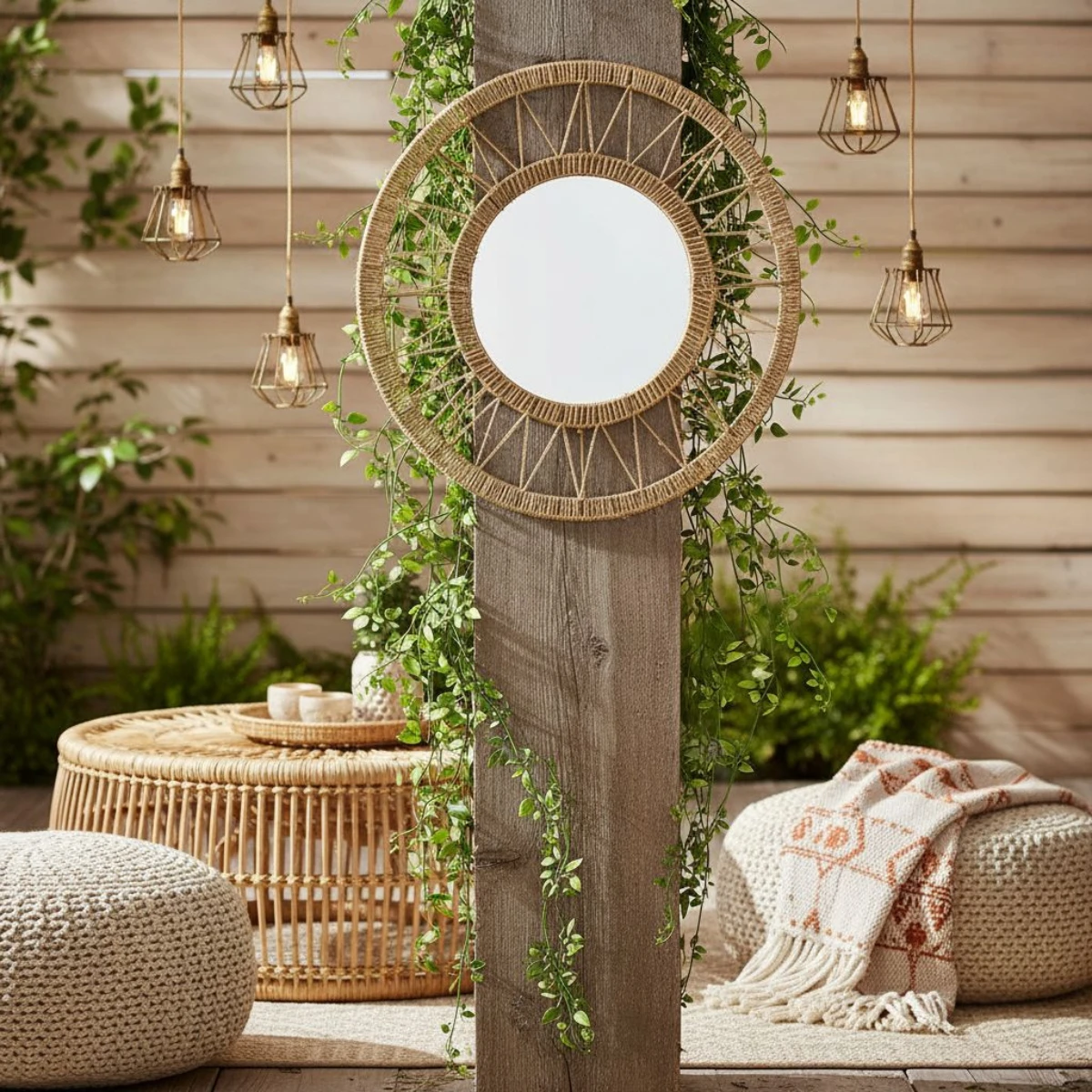Wall mirror Ludy Light brown by Mica Decorations
