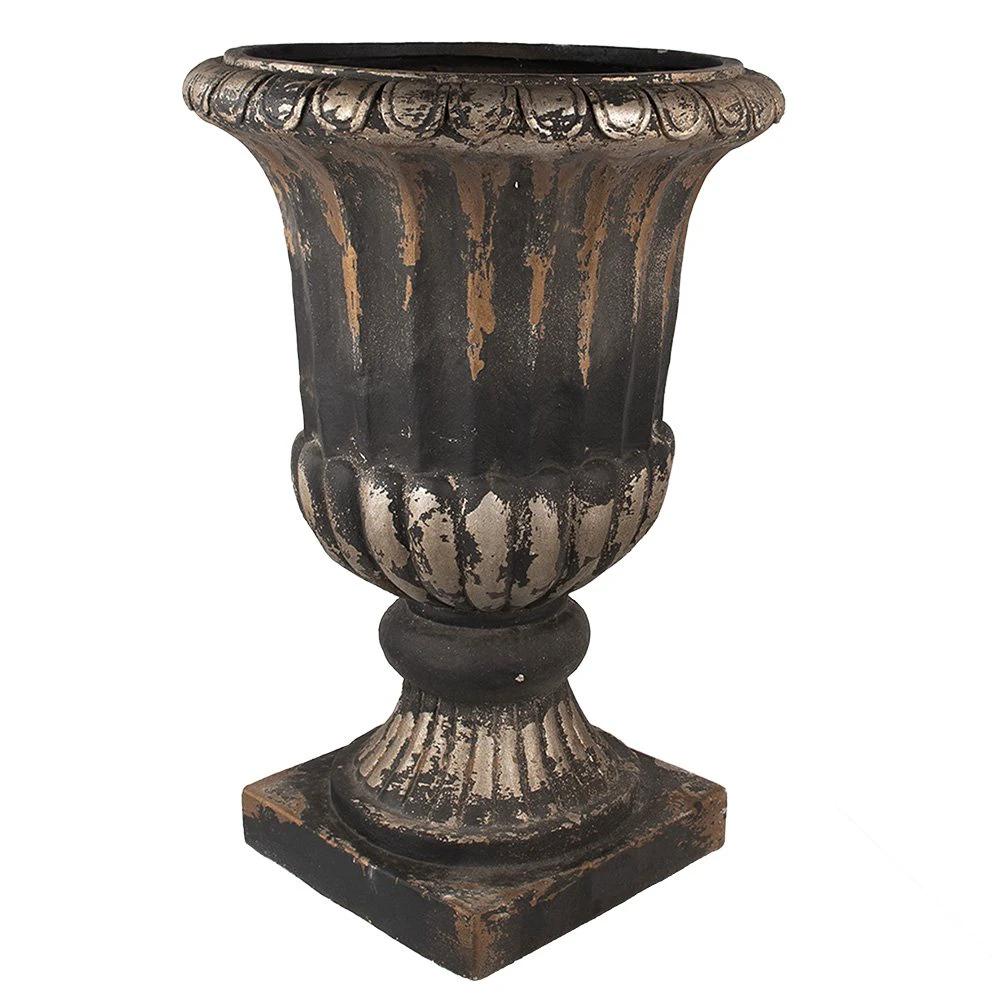 Flowerpot Ø 49x72 cm Brown Black Magnesium (MGO) Plant holder by Clayre & Eef.