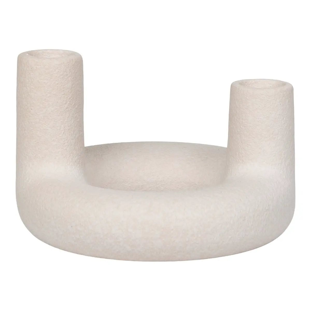 Candle Holder - Ceramic, Beige - Ø13x8.5 cm by EMIRELLE