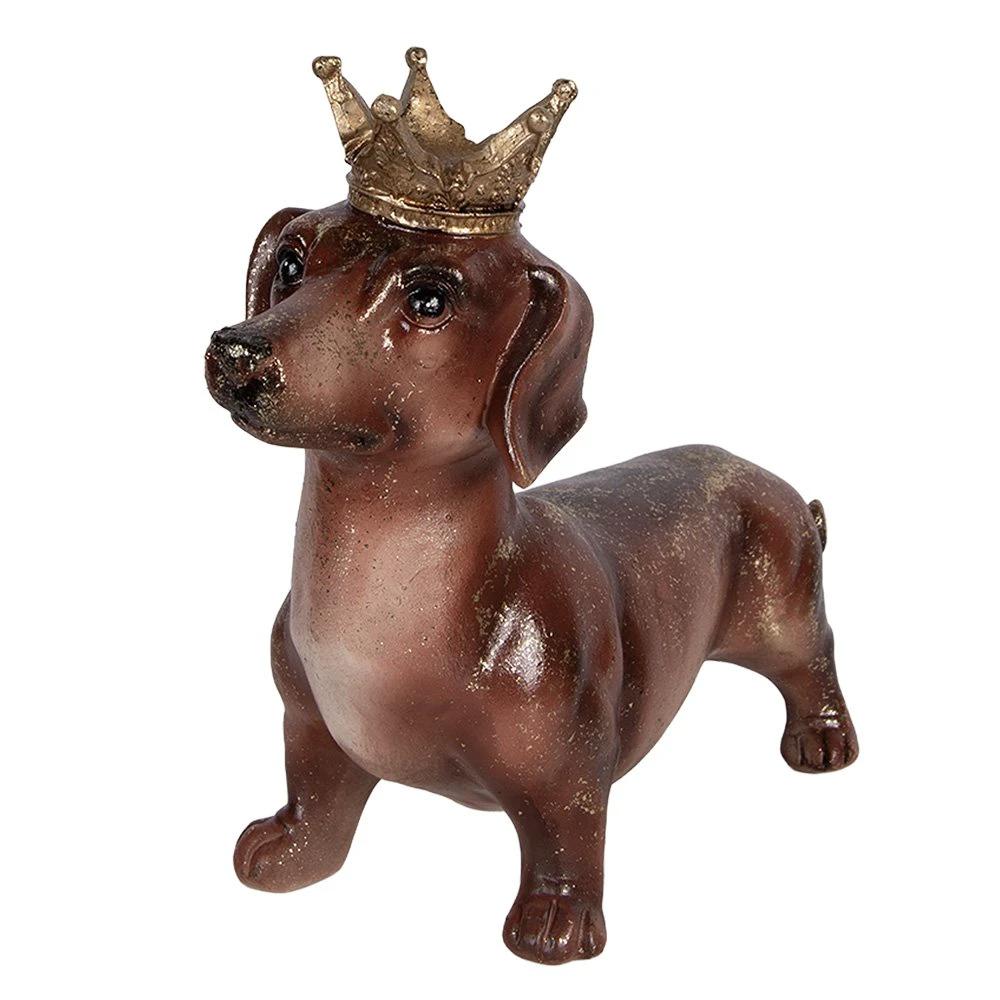 Decoration Statue Dog Dachshund 35x14x28 cm Brown Plastic by Clayre & Eef.