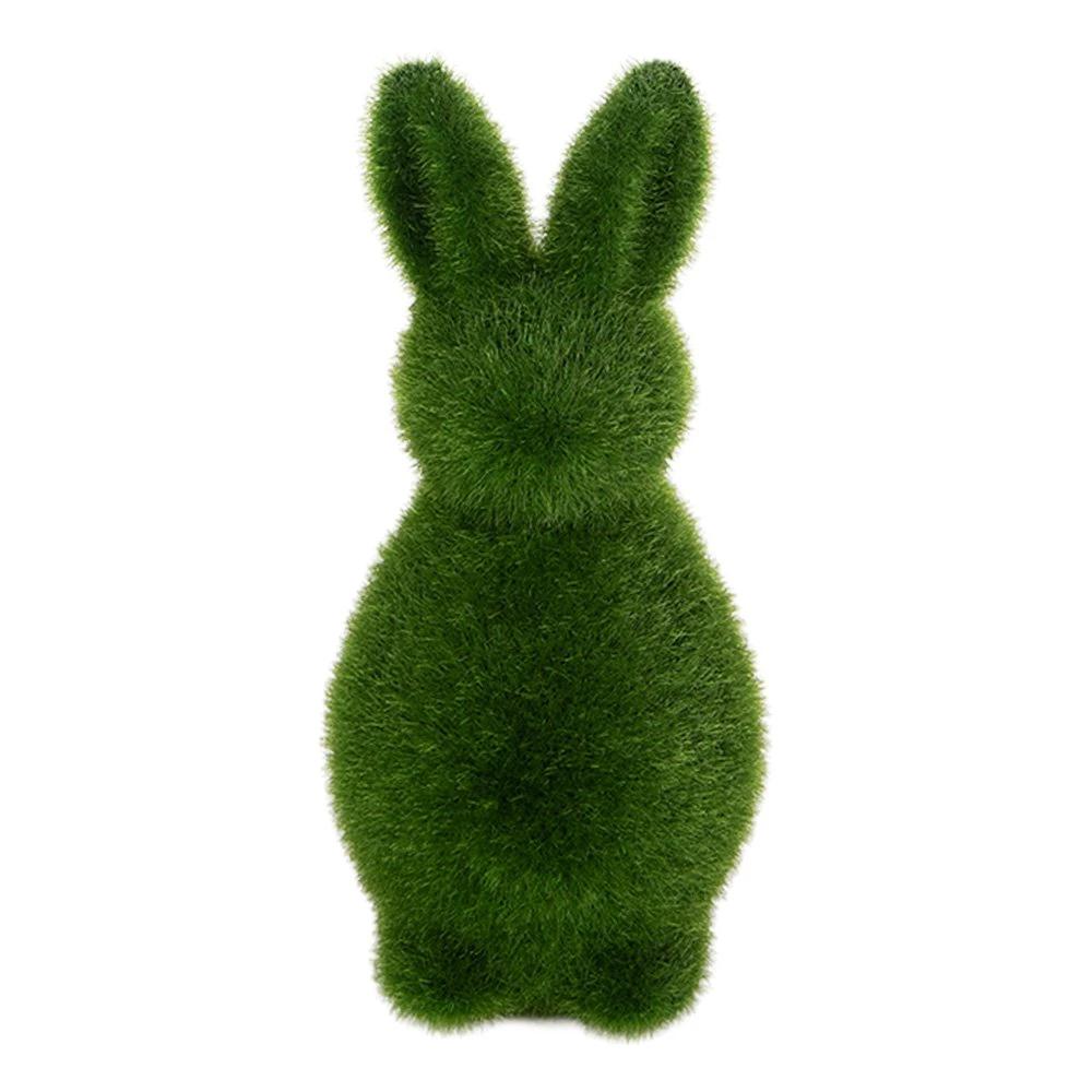 Decoration Statue Rabbit Ø 7x14 cm Green Plastic by Clayre & Eef.