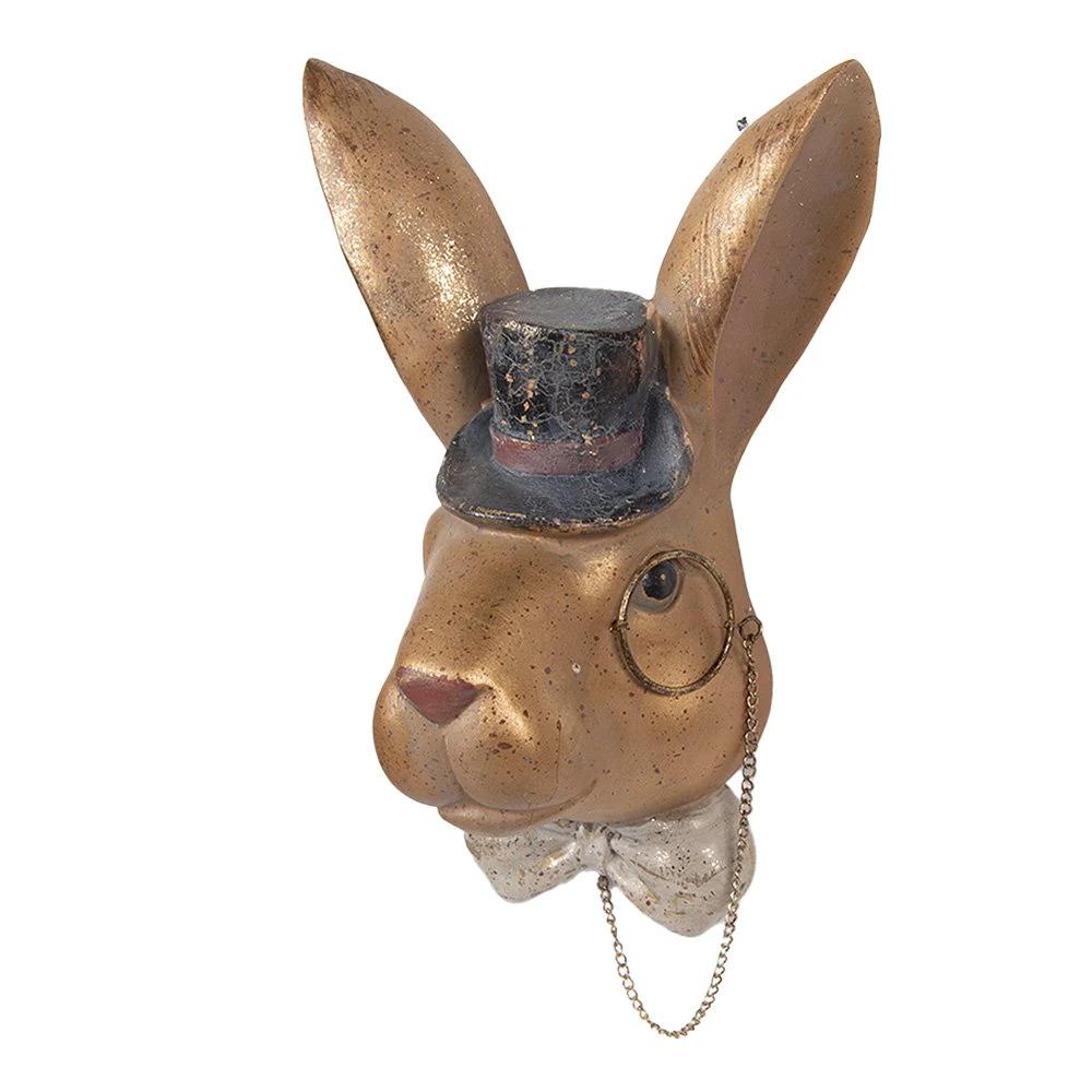 Decoration Statue Rabbit 17x11x25 cm Gold-colored Plastic by Clayre & Eef.