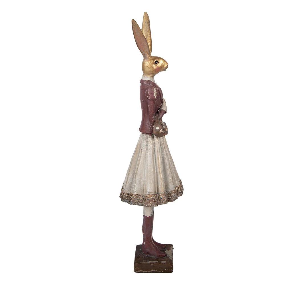 Decoration Statue Rabbit 10x9x32 cm Gold-colored Plastic by Clayre & Eef.