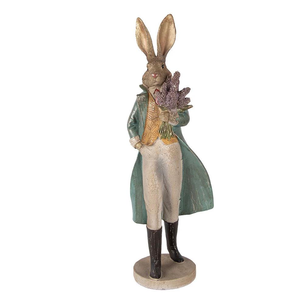 Decoration Statue Rabbit 17x15x53 cm Gold-colored Plastic by Clayre & Eef.