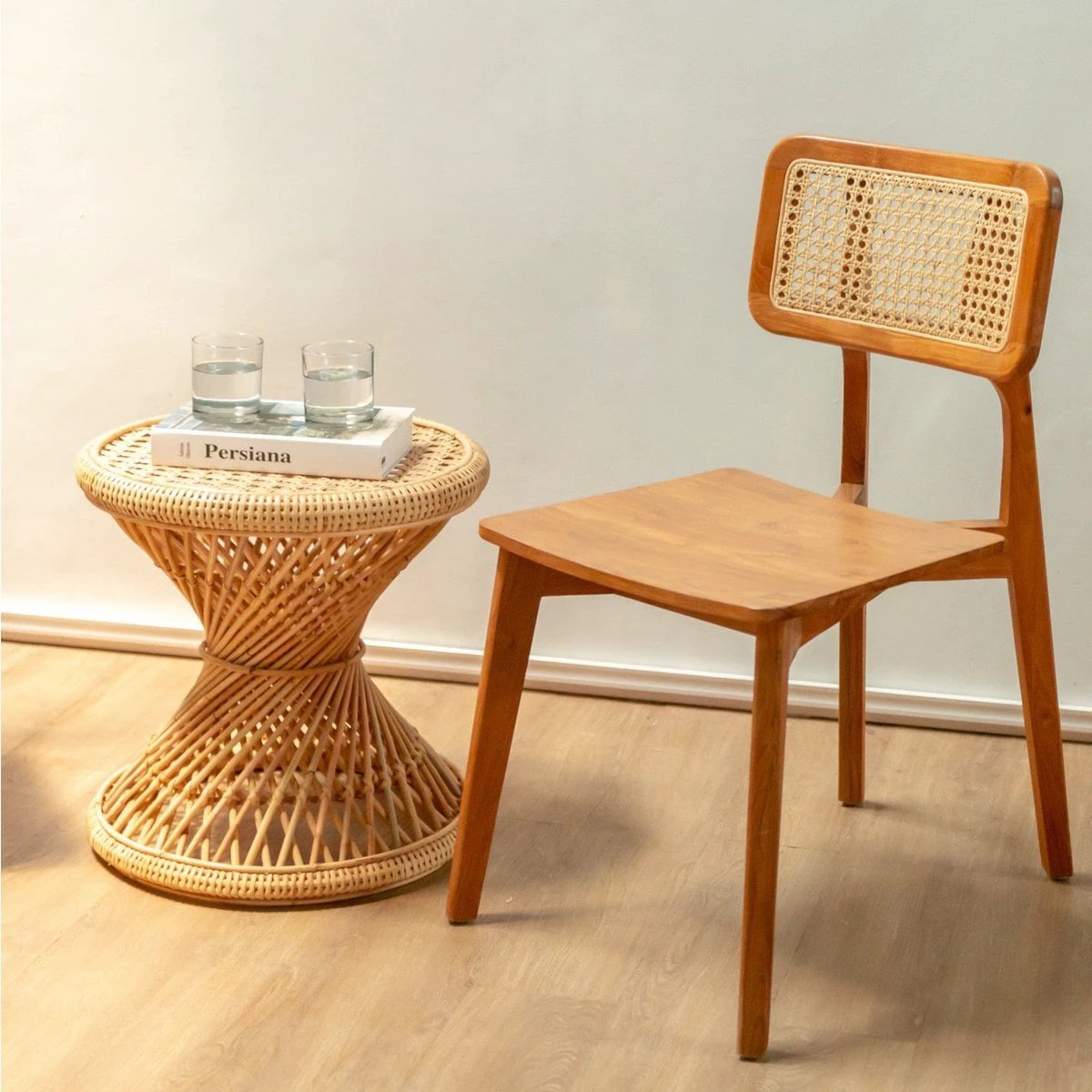 Rattan Side Table | Coffee Table | Round Couch Table LUHU Ø45 cm Beige by Soeji