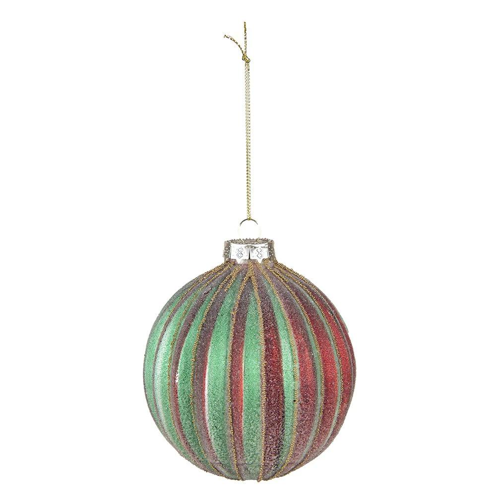 Weihnachtskugel-Set aus 2 Stück Ø 10 / Ø 8 cm rot grün Glas-Weihnachtsdekoration von Clayre & Eef.