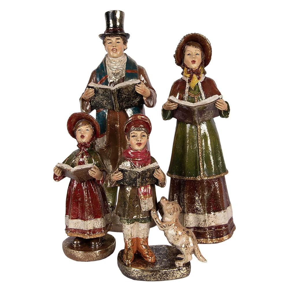 Christmas Decoration Statue Christmas Group 34/31/21/20 cm Red Plastic by Clayre & Eef.