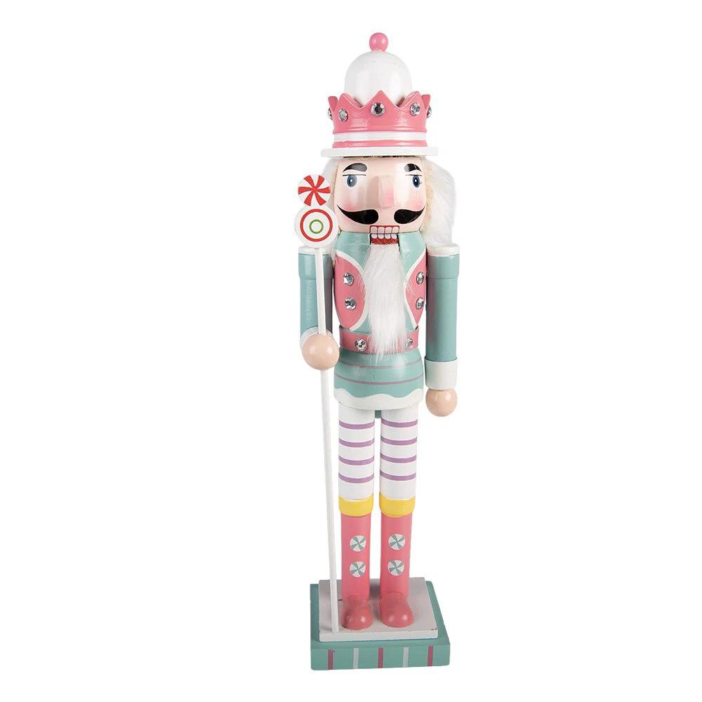 Christmas Decoration Statue Nutcracker 8x7x25 cm Blue Wood by Clayre & Eef.
