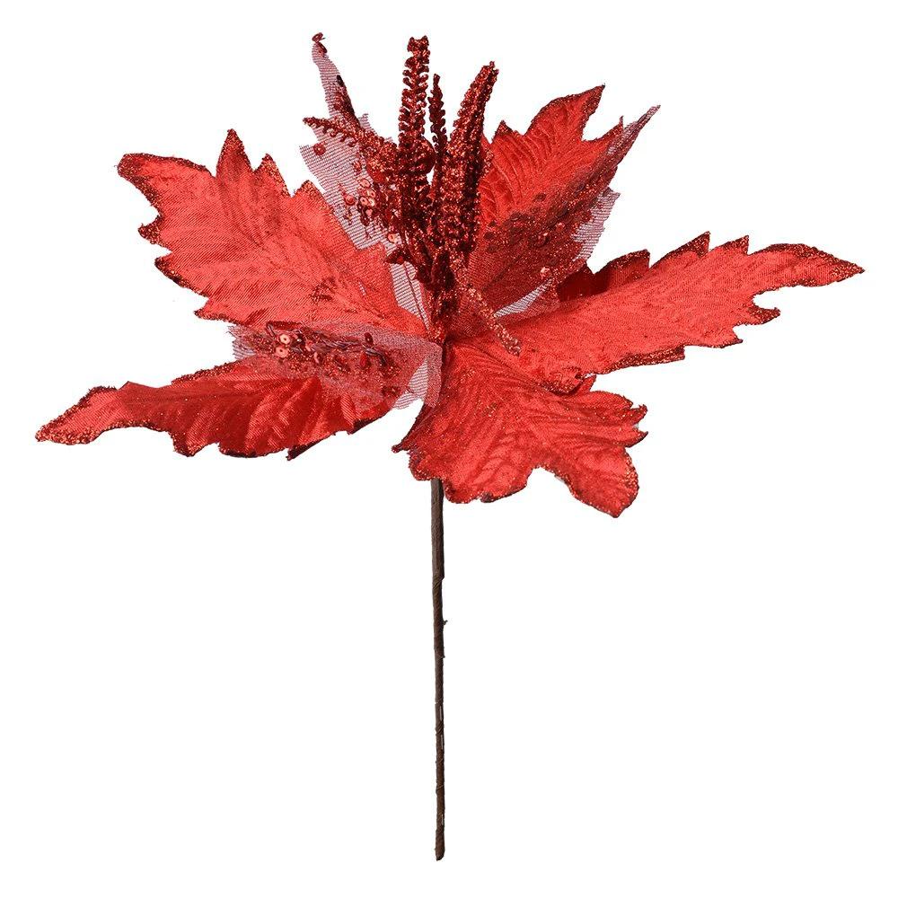 Artificial plant Christmas star Ø 34x42 cm Red Plastic Christmas decoration by Clayre & Eef.
