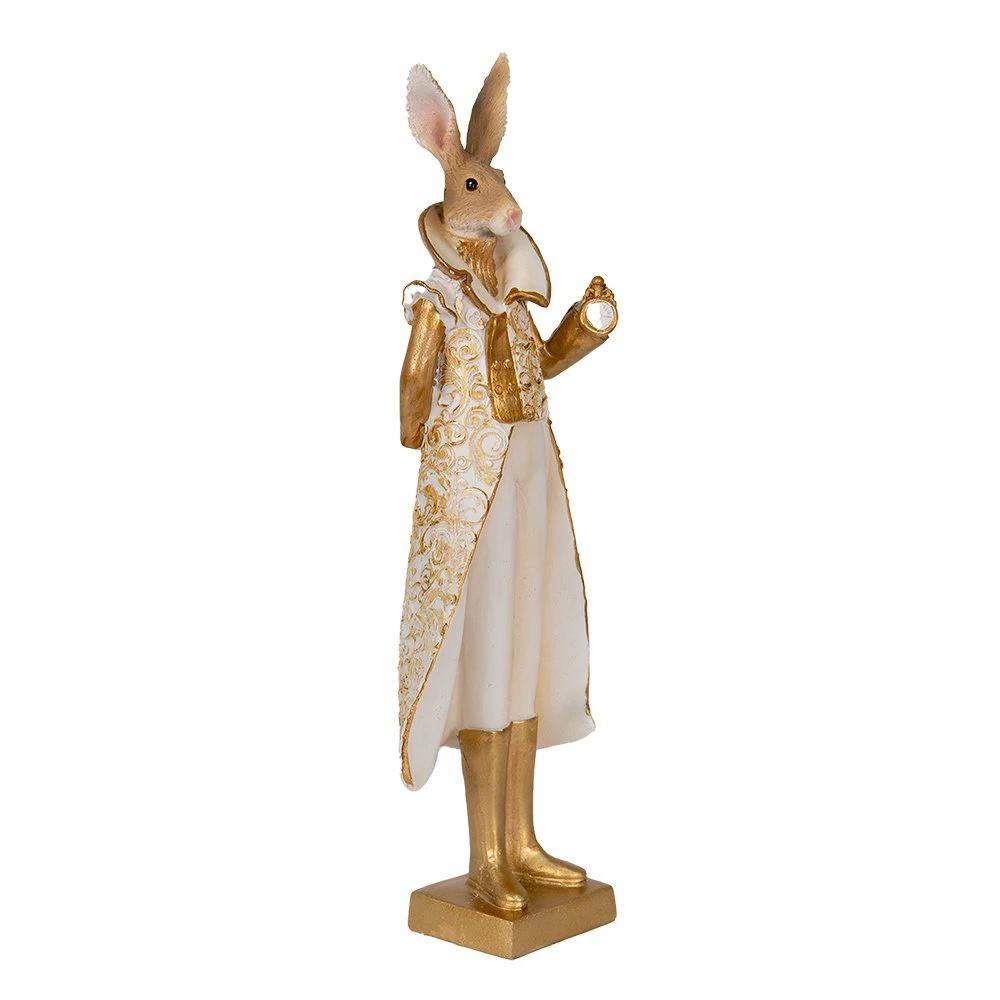 Image rabbit 11x8x33 cm gold -colored white polyresin home accessories by Clayre & Eef.