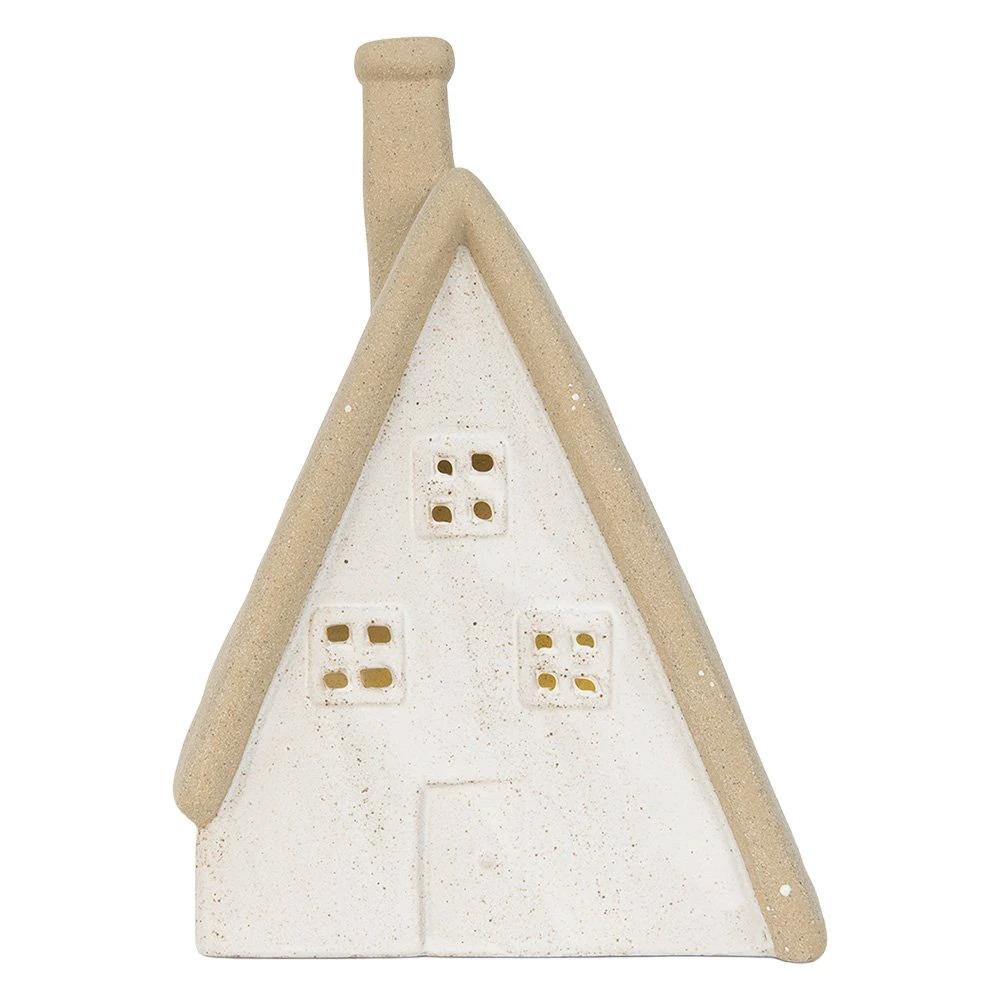 Decoration house with LED 9x7x13 cm beige ceramics by Clayre & Eef.