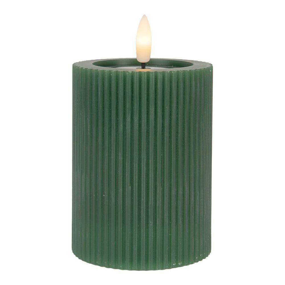 LED Kaars Ø 8x13 cm Groen Wax by Clayre & Eef.