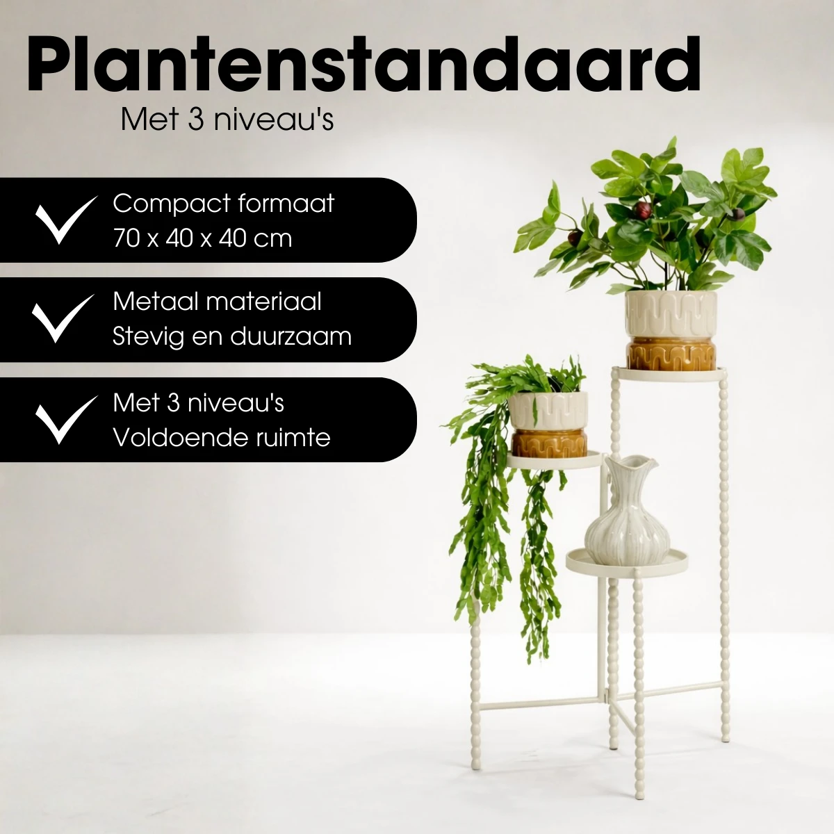 Plant stand Salvo Off-white by Mica Decorations