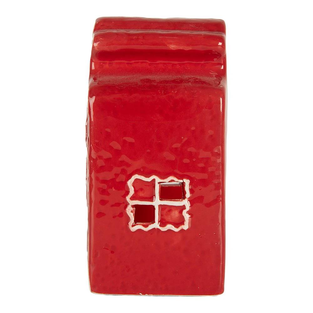 Tea light holder House 8x7x13 cm Red Ceramic by Clayre & Eef.