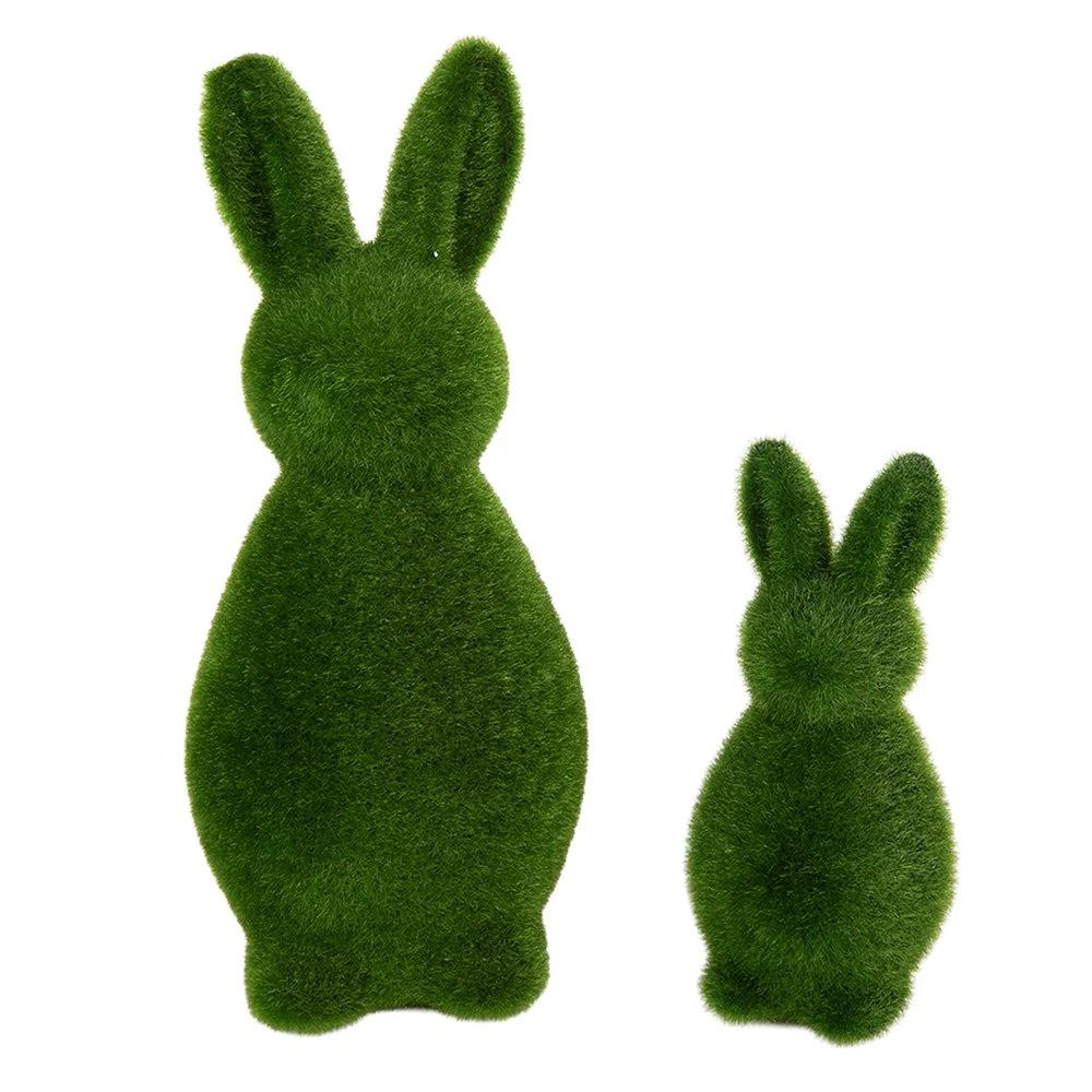Decoration Statue Rabbit Ø 7x14 cm Green Plastic by Clayre & Eef.