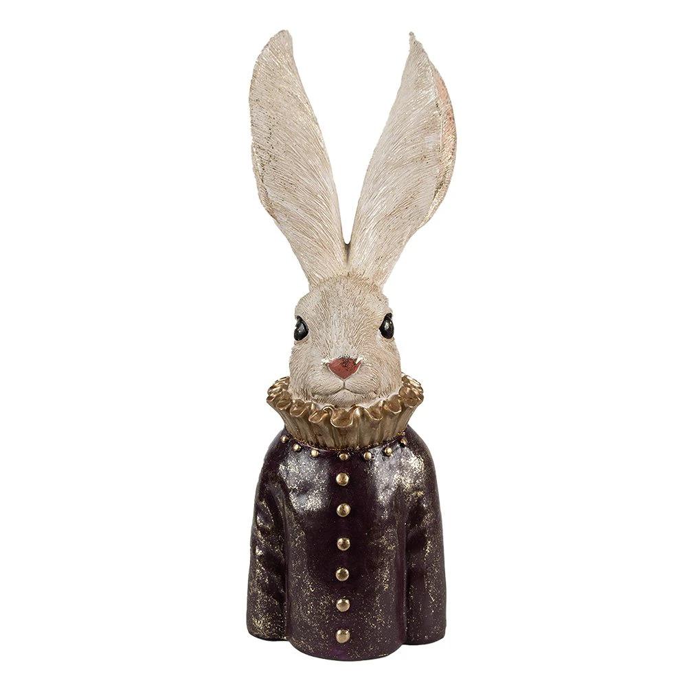 Rabbit statue 42 cm White Gold-colored Polyresin Easter decoration by Clayre & Eef.
